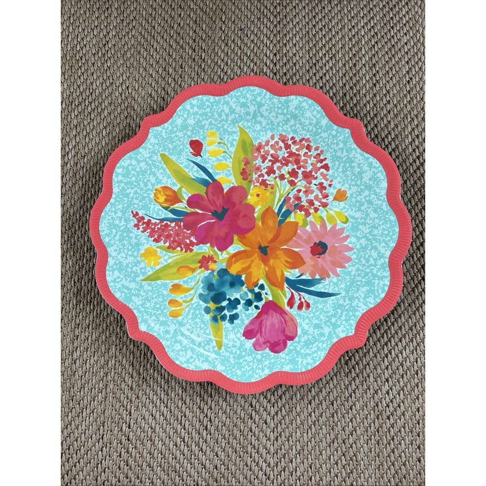 The Pioneer Woman Sunny Days Coral Floral Melamine Dinner Plate